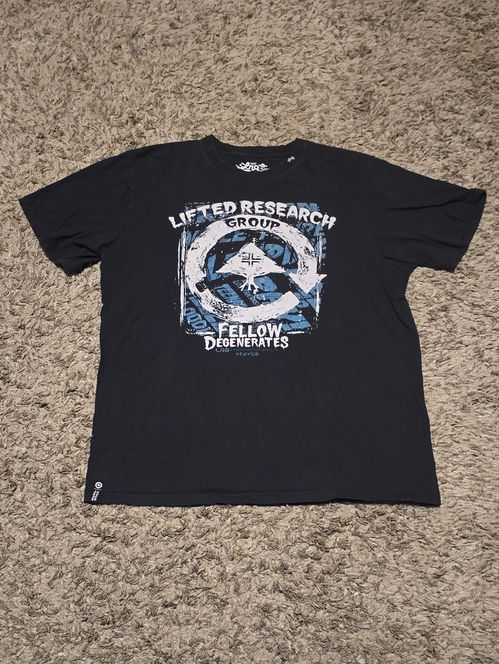 Lrg Black Graphic Tee with White and Blue Logo